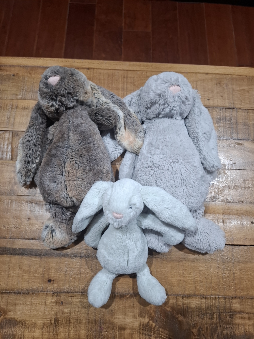 Jellycat Plush Bunny Trio - Gray, Brown and Light Gray